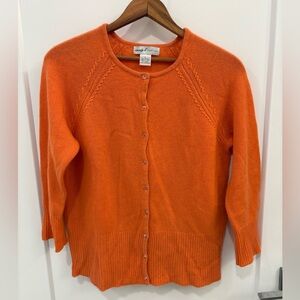 Vintage Wendy B. Orange Cashmere Cardigan Size Large
